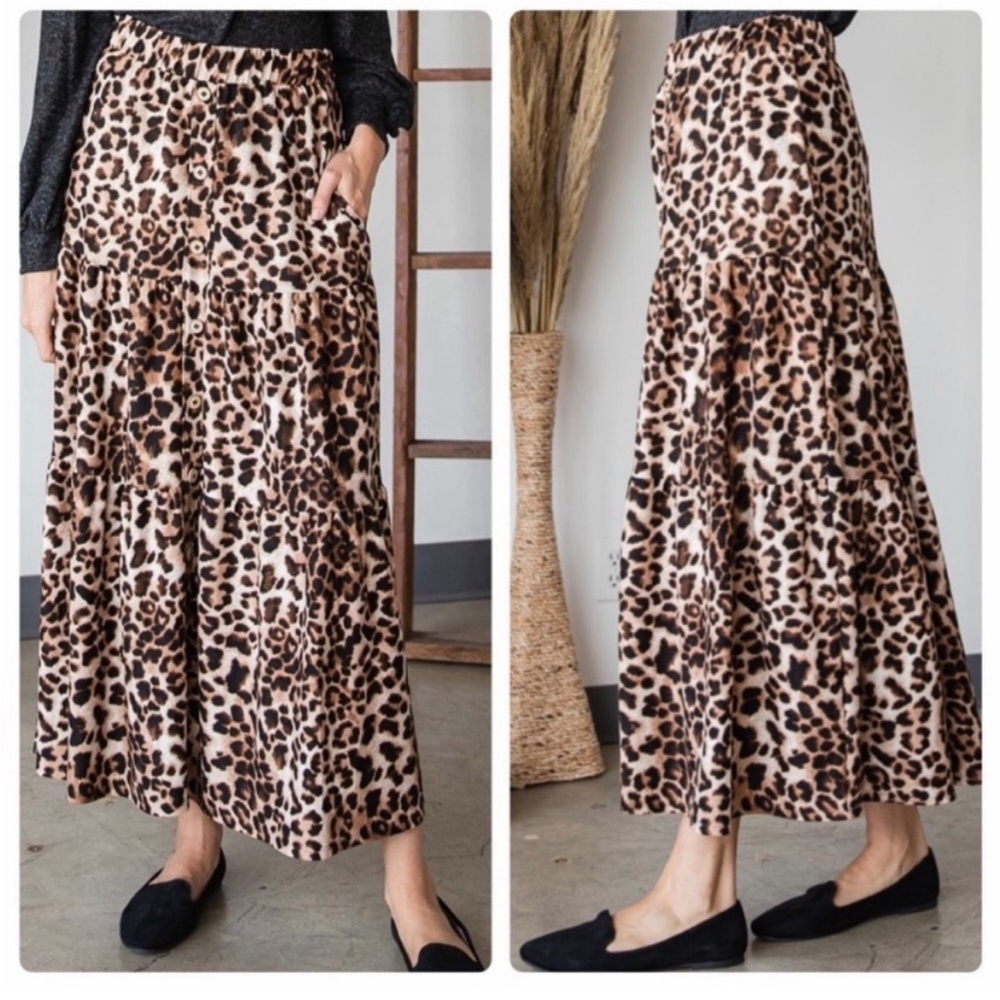 Soft Leopard Maxi Skirt